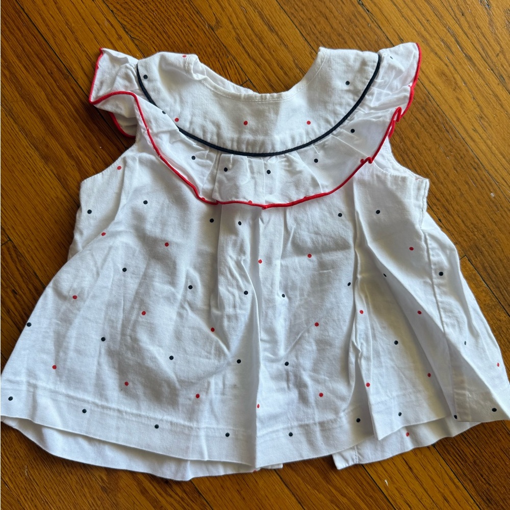 Jacadi White Blouse with Red and Black Accents